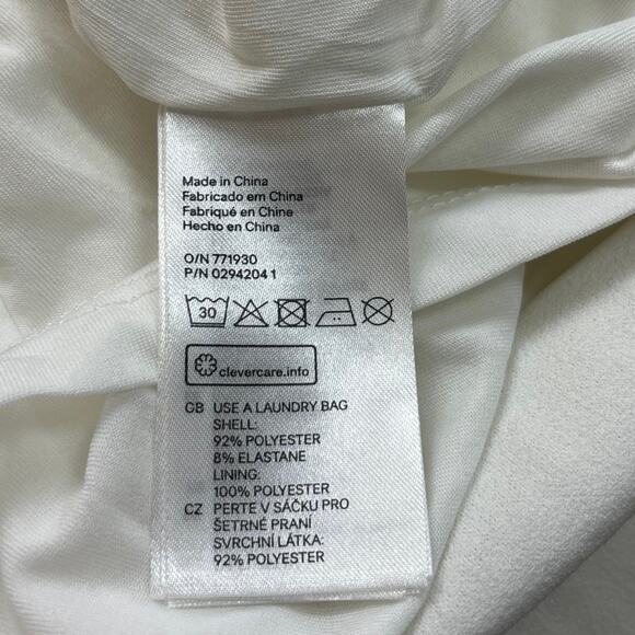 H&M White Gold Beaded Neck Formal Cocktail Bodycon Sheath Mini Dress Size S - Picture 8 of 8